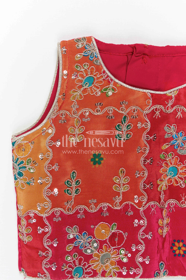 The Nesavu Girls Lehenga Choli Girls Lehenga Choli for Festive Celebrations and Traditional Wear Nesavu Nesavu Girls Lehenga Choli For Festive Celebrations With Textured Viscose Silk And Embroidered Yoke Design