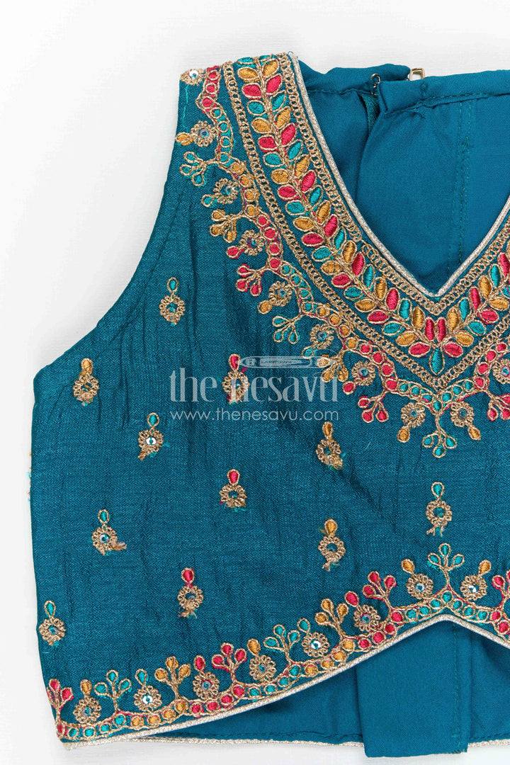 The Nesavu Girls Lehenga Choli Girls Lehenga Choli for Festive Celebrations and Traditional Wear Nesavu Nesavu Girls Lehenga Choli For Festive Celebrations With Textured Viscose Silk And Embroidered Yoke Design