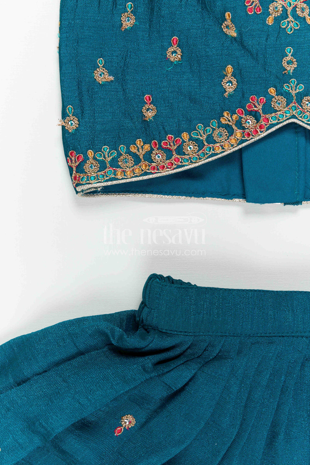 The Nesavu Girls Lehenga Choli Girls Lehenga Choli for Festive Celebrations and Traditional Wear Nesavu Nesavu Girls Lehenga Choli For Festive Celebrations With Textured Viscose Silk And Embroidered Yoke Design