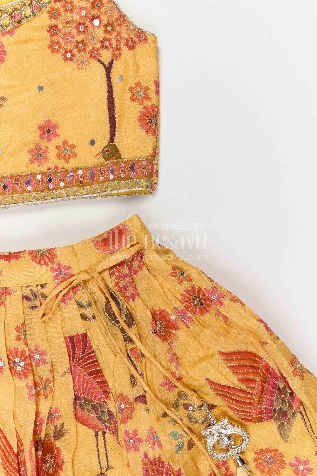 The Nesavu Girls Lehenga Choli Girls Lehenga Choli for Festive Occasions and Family Celebrations Nesavu Nesavu girls viscose silk printed lehenga choli for festive occasions weddings and family celebrations