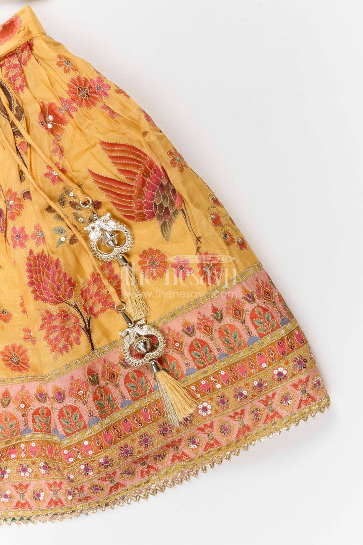 The Nesavu Girls Lehenga Choli Girls Lehenga Choli for Festive Occasions and Family Celebrations Nesavu Nesavu girls viscose silk printed lehenga choli for festive occasions weddings and family celebrations