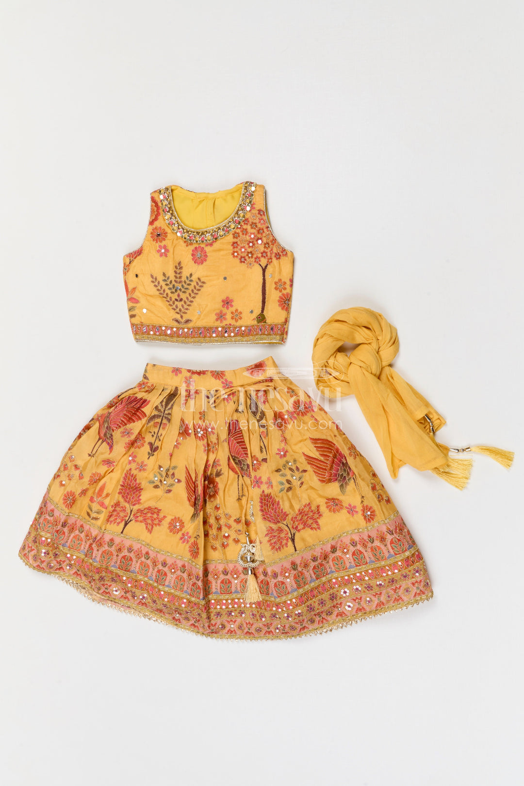The Nesavu Girls Lehenga Choli Girls Lehenga Choli for Festive Occasions and Family Celebrations Nesavu Nesavu girls viscose silk printed lehenga choli for festive occasions weddings and family celebrations