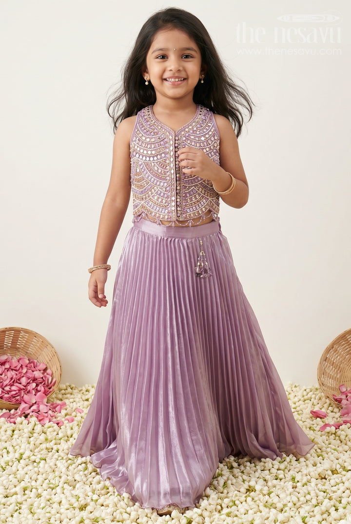 The Nesavu Girls Lehenga Choli Girls Lehenga Choli for Festive Occasions and Temple Visits Nesavu 16 (1Y) / Purple / Georgette GL929A-16 Nesavu Girls Lehenga Choli For Weddings Glaze Organza With Designer Embroidery Yoke Festive Wear