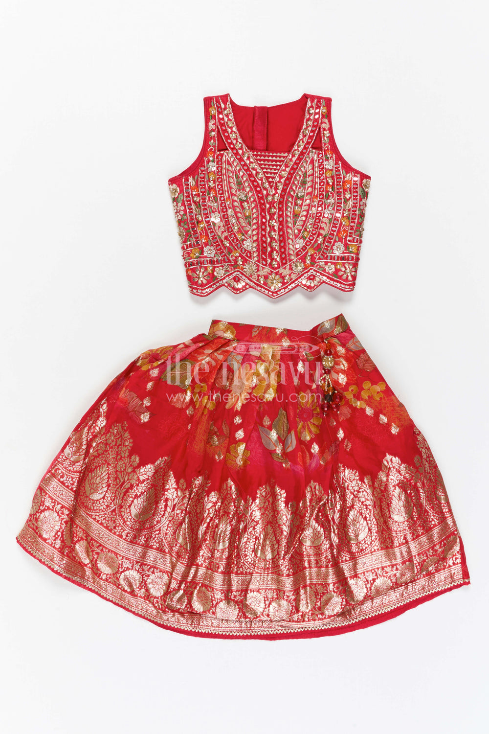The Nesavu Girls Lehenga Choli Girls Lehenga Choli for Festive Wear and Traditional Occasions Nesavu Nesavu Girls Lehenga Choli Georgette With Designer Embroidery Yoke For Festive And Traditional Wear
