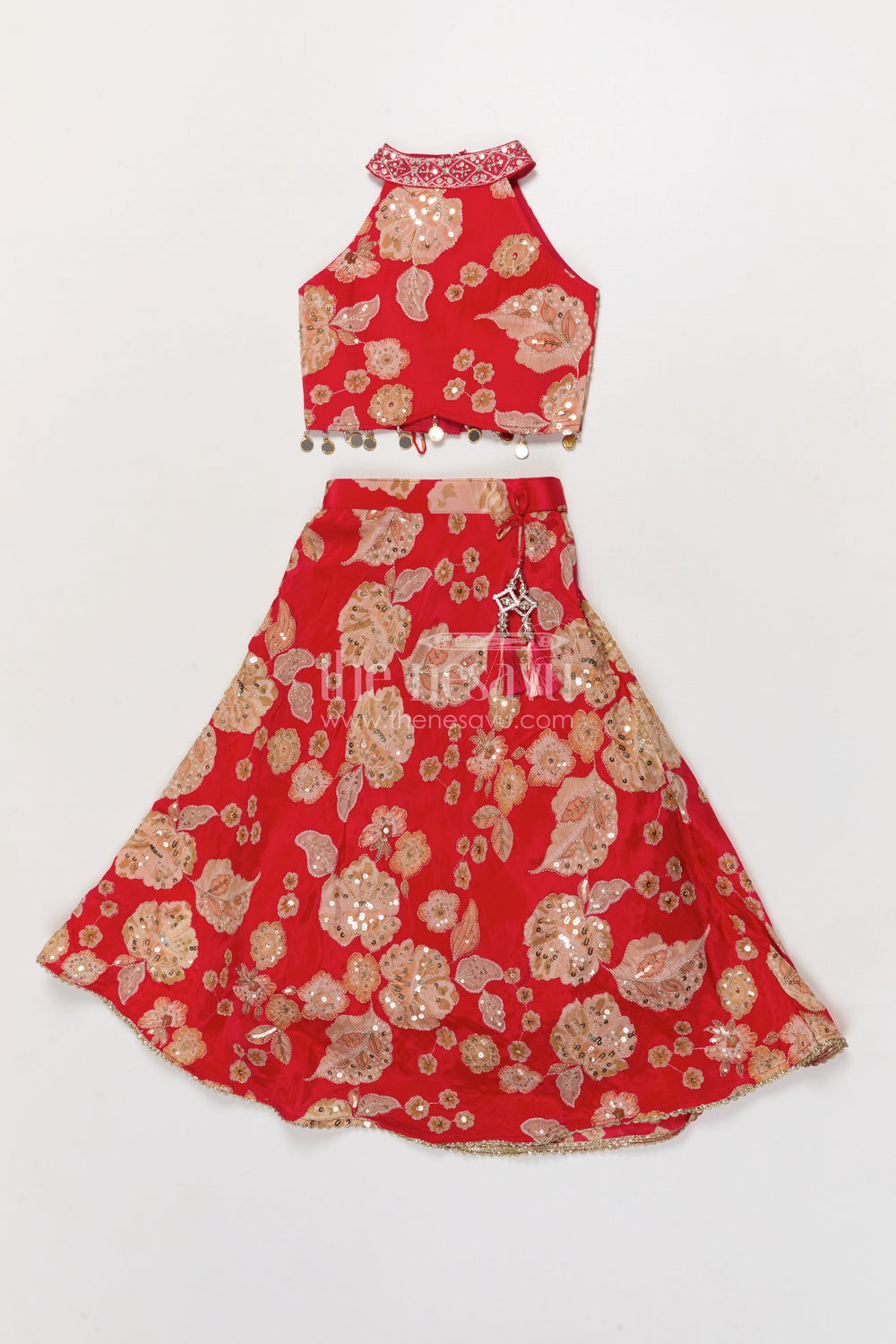 The Nesavu Girls Ethnic Lehenga Girls Lehenga Choli for Festive Weddings and Family Functions Nesavu 16 (1Y) / Red / Viscose Silk GL737A-16 Nesavu girls lehenga choli for festive weddings and functions in red viscose silk