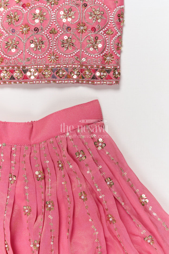 The Nesavu Girls Lehenga Choli Girls Lehenga Choli for Festive Weddings and Stage Events Nesavu Nesavu girls lehenga choli for weddings and festive celebrations with designer embroidery