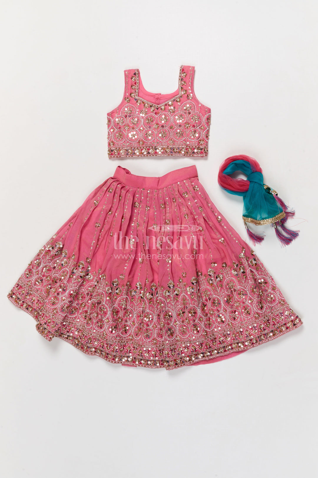 The Nesavu Girls Lehenga Choli Girls Lehenga Choli for Festive Weddings and Stage Events Nesavu Nesavu girls lehenga choli for weddings and festive celebrations with designer embroidery