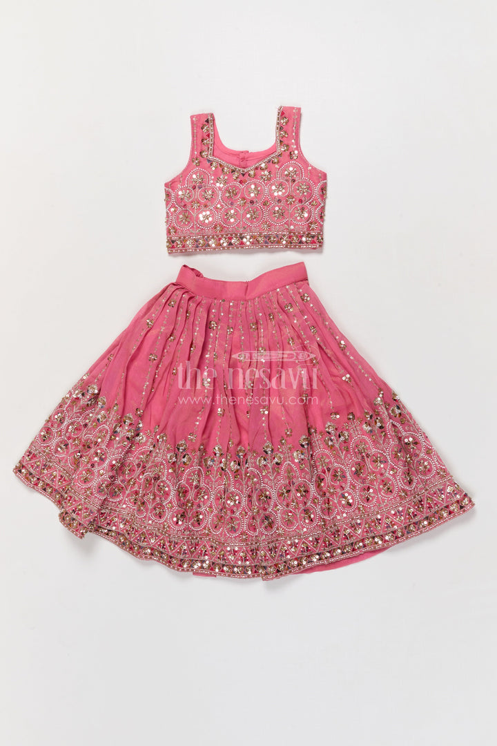 The Nesavu Girls Lehenga Choli Girls Lehenga Choli for Festive Weddings and Stage Events Nesavu Nesavu girls lehenga choli for weddings and festive celebrations with designer embroidery