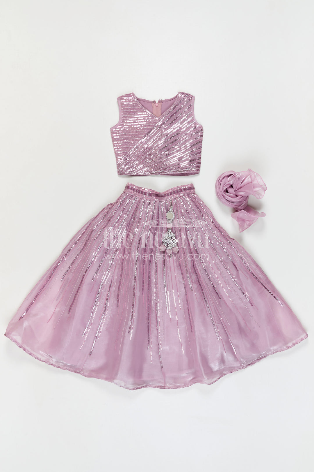 The Nesavu Girls Lehenga Choli Girls Lehenga Choli for Temple Visits and Festive Celebrations Nesavu Nesavu Girls Lehenga Choli For Weddings And Festive Celebrations With Designer Embroidery And Organza Flare