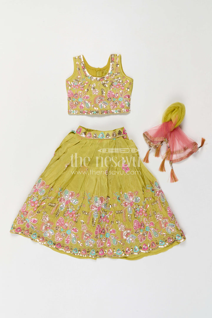 The Nesavu Girls Lehenga Choli Girls Lehenga Choli for Weddings and Diwali Celebrations Nesavu Nesavu Girls Lehenga Choli For Weddings And Festive Wear With Viscose Silk And Designer Embroidery