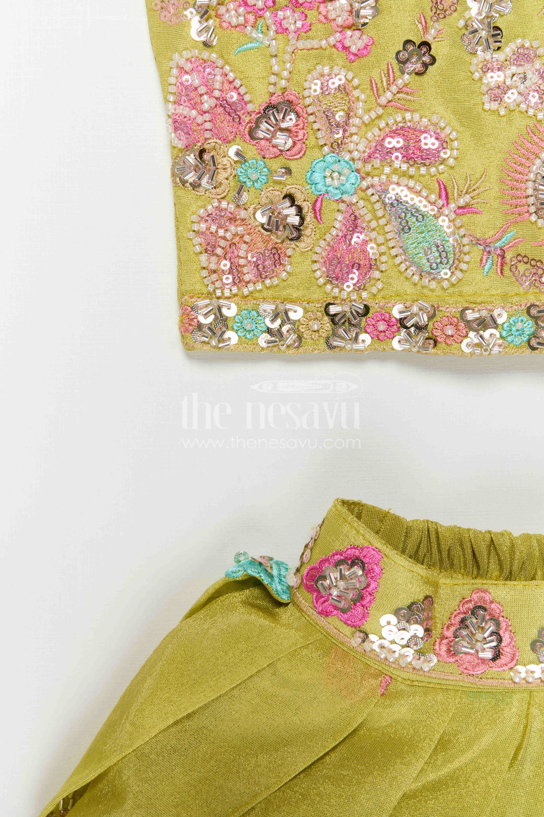 The Nesavu Girls Lehenga Choli Girls Lehenga Choli for Weddings and Diwali Celebrations Nesavu Nesavu Girls Lehenga Choli For Weddings And Festive Wear With Viscose Silk And Designer Embroidery