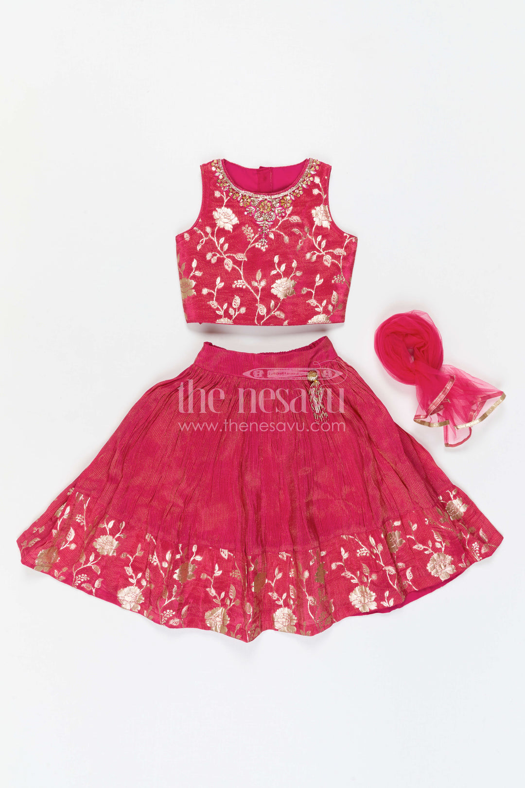 The Nesavu Girls Lehenga Choli Girls Lehenga Choli for Weddings and Festival Family Celebrations Nesavu Nesavu Girls Lehenga Choli With Embroidered Yoke For Weddings And Festive Celebrations