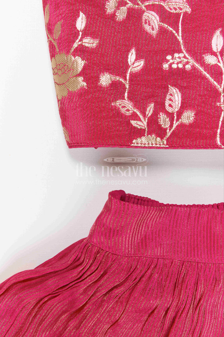 The Nesavu Girls Lehenga Choli Girls Lehenga Choli for Weddings and Festival Family Celebrations Nesavu Nesavu Girls Lehenga Choli With Embroidered Yoke For Weddings And Festive Celebrations