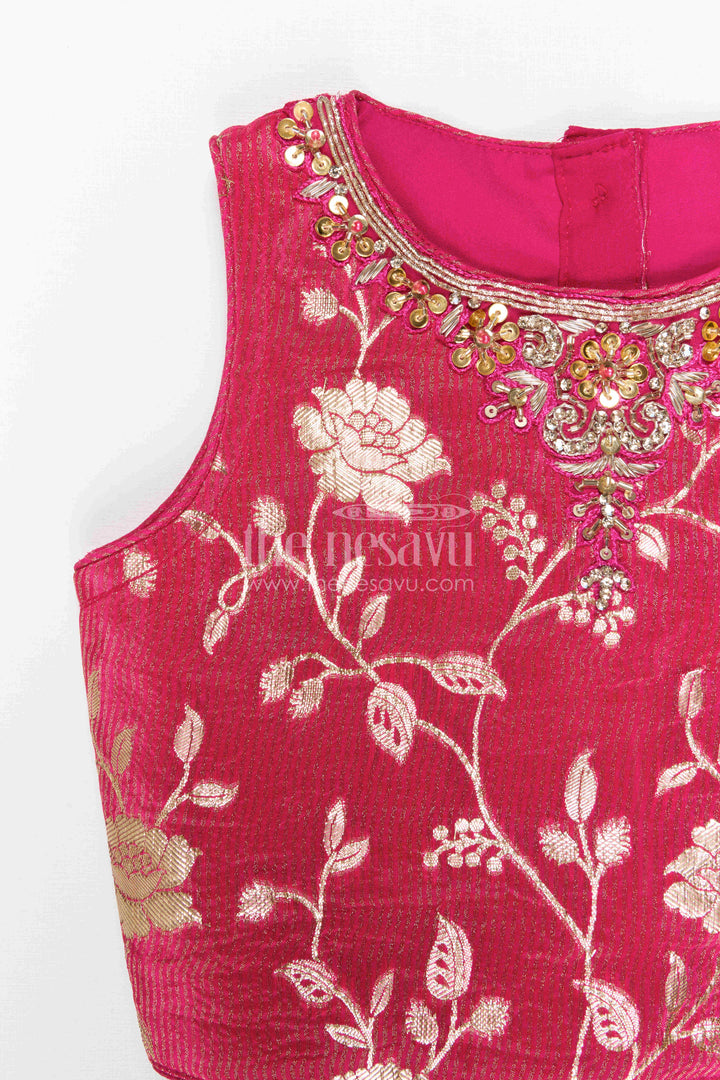 The Nesavu Girls Lehenga Choli Girls Lehenga Choli for Weddings and Festival Family Celebrations Nesavu Nesavu Girls Lehenga Choli With Embroidered Yoke For Weddings And Festive Celebrations