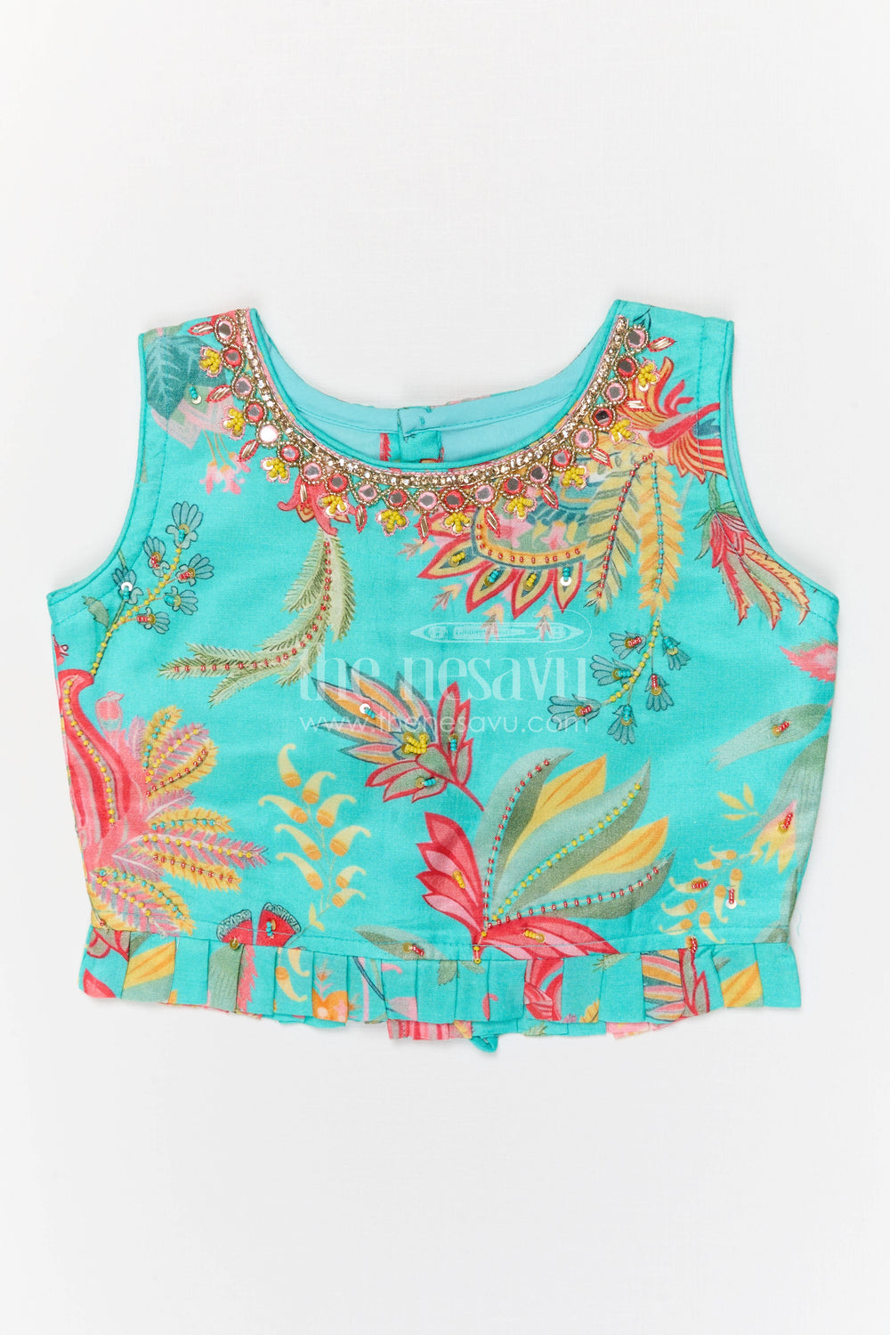 The Nesavu Girls Lehenga Choli Girls Lehenga Choli for Weddings and Festivals Events Nesavu Nesavu girls modal silk lehenga choli for weddings and festive celebrations with floral digital print