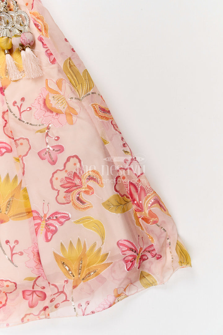 The Nesavu Girls Lehenga Choli Girls Lehenga Choli for Weddings and Festive Celebration Nesavu Nesavu girls tissue organza printed lehenga choli for weddings festive celebrations and special occasions