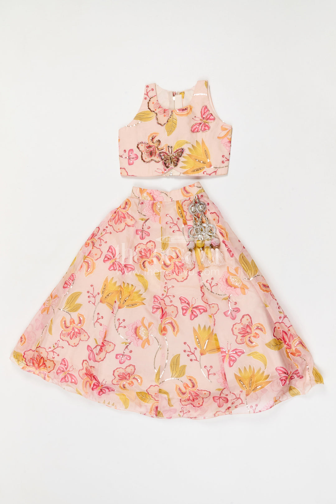 The Nesavu Girls Lehenga Choli Girls Lehenga Choli for Weddings and Festive Celebration Nesavu Nesavu girls tissue organza printed lehenga choli for weddings festive celebrations and special occasions