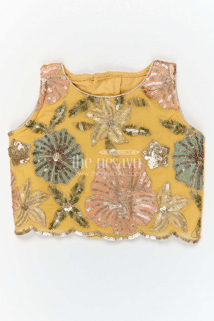 The Nesavu Girls Lehenga Choli Girls Lehenga Choli for Weddings and Festive Family Celebrations Nesavu Nesavu Girls Viscose Silk Lehenga Choli With Embroidered Yoke For Weddings And Festive Celebrations