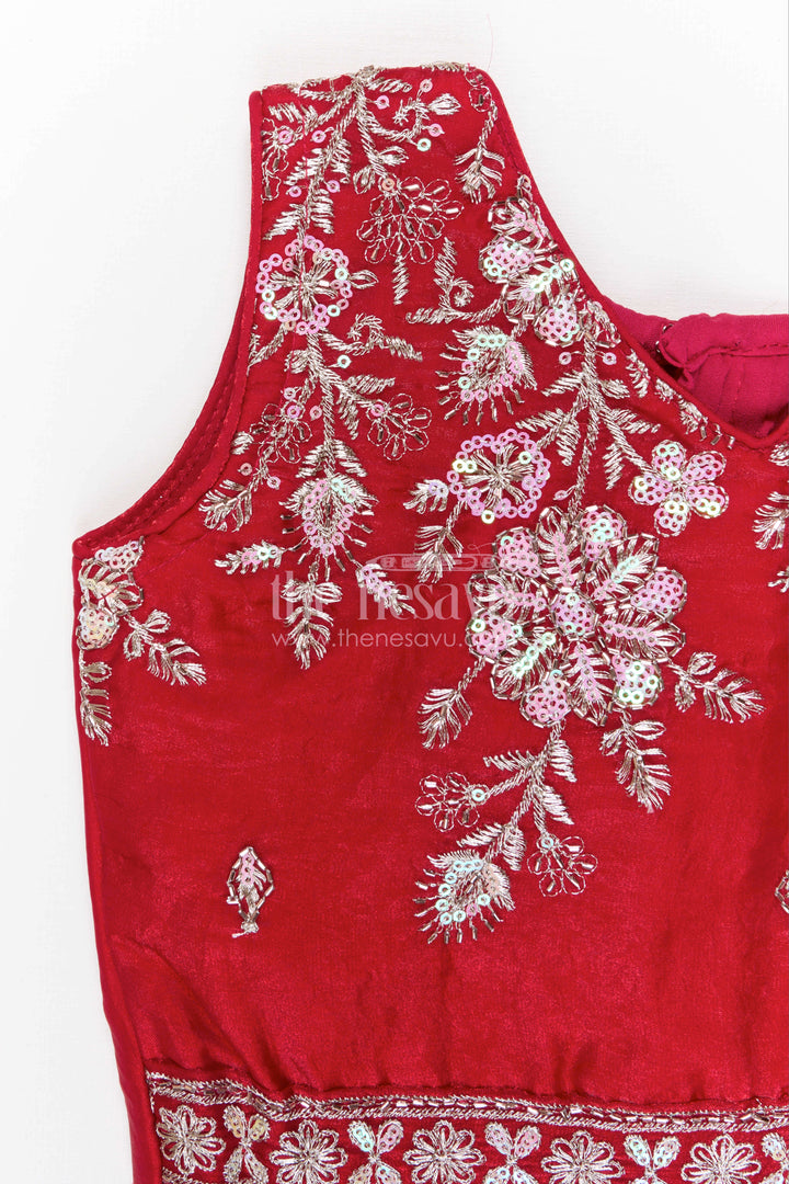 The Nesavu Girls Lehenga Choli Girls Lehenga Choli for Weddings and Festives Nesavu Nesavu girls silk crepe embroidered lehenga choli for weddings festive celebrations and special occasions