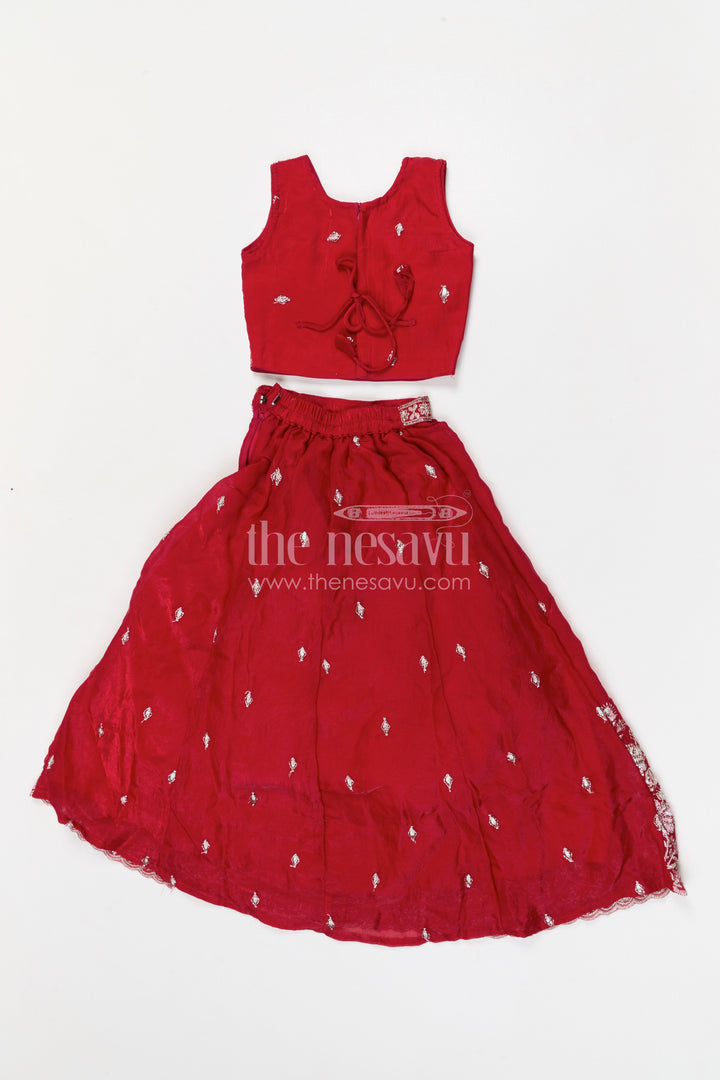 The Nesavu Girls Lehenga Choli Girls Lehenga Choli for Weddings and Festives Nesavu Nesavu girls silk crepe embroidered lehenga choli for weddings festive celebrations and special occasions