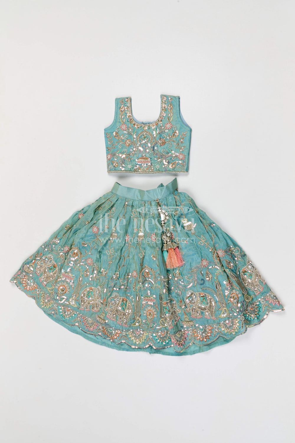 The Nesavu Girls Lehenga Choli Girls Lehenga Choli for Weddings and Function Nesavu 18 (2Y) / Blue / Viscose Silk GL899A-18 Nesavu girls festive lehenga choli for weddings and celebrations viscose silk outfit with designer embroidery