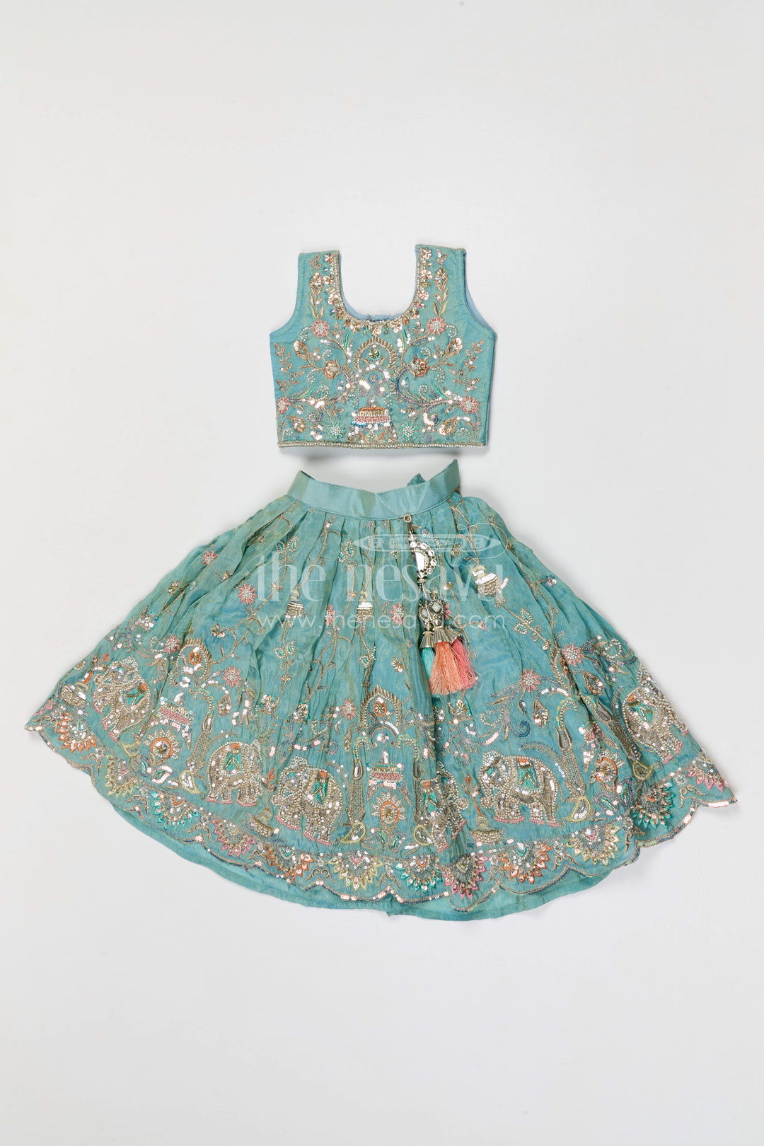 The Nesavu Girls Lehenga Choli Girls Lehenga Choli for Weddings and Function Nesavu 18 (2Y) / Blue / Viscose Silk GL899A-18 Nesavu girls festive lehenga choli for weddings and celebrations viscose silk outfit with designer embroidery