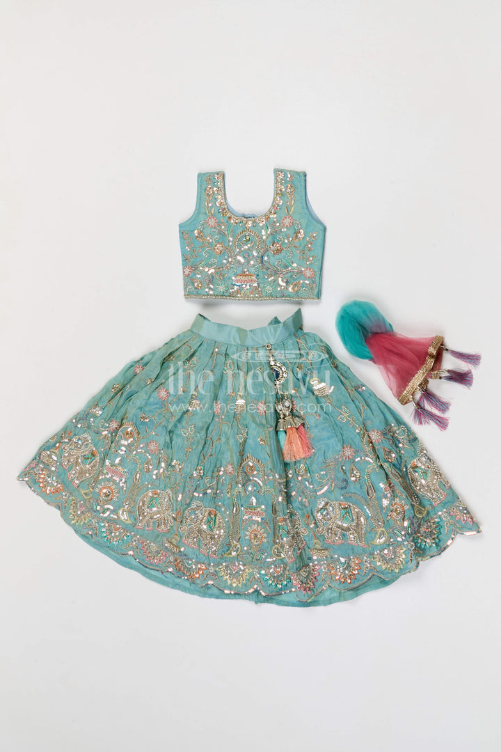 The Nesavu Girls Lehenga Choli Girls Lehenga Choli for Weddings and Function Nesavu Nesavu girls festive lehenga choli for weddings and celebrations viscose silk outfit with designer embroidery