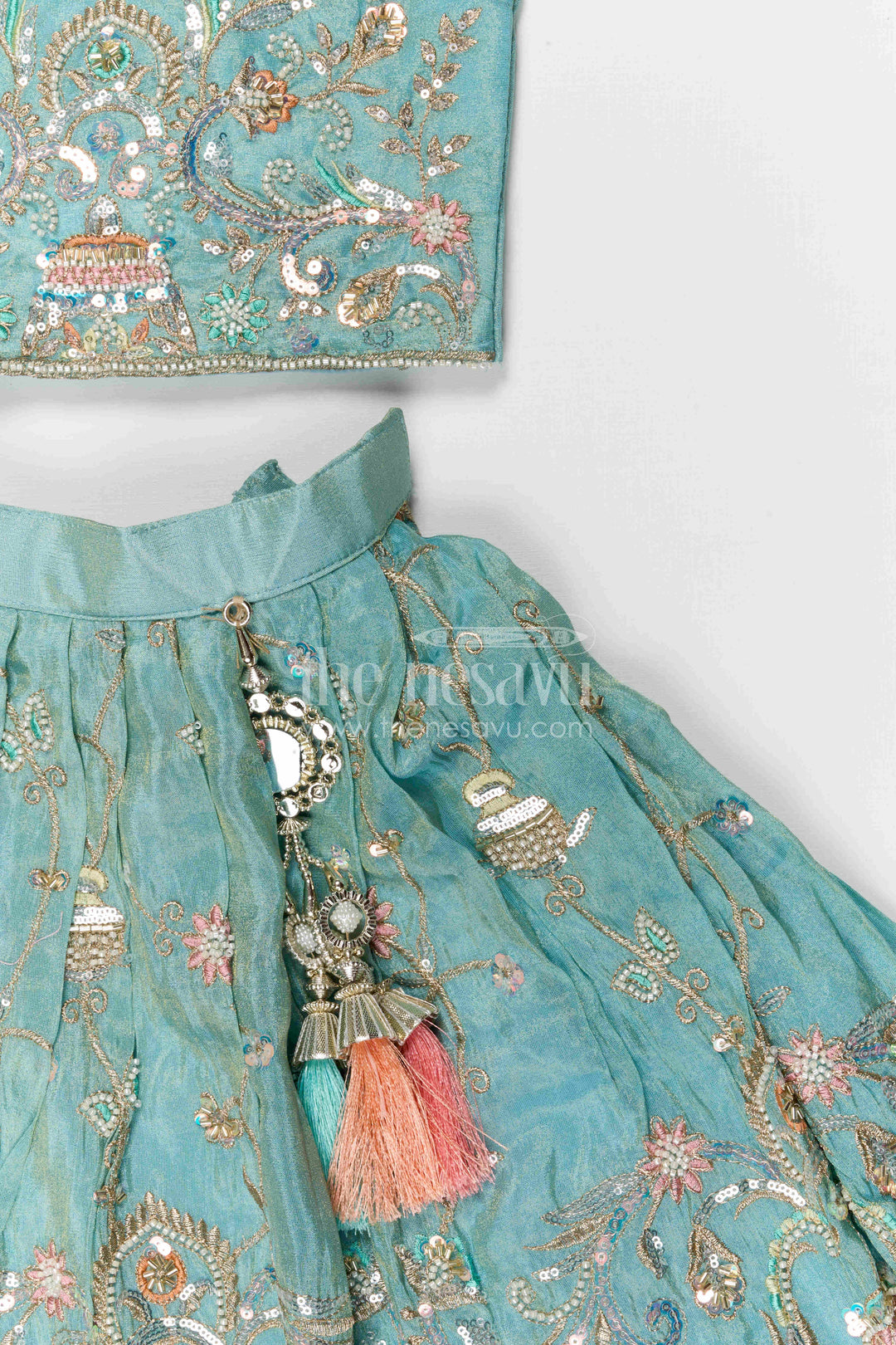 The Nesavu Girls Lehenga Choli Girls Lehenga Choli for Weddings and Function Nesavu Nesavu girls festive lehenga choli for weddings and celebrations viscose silk outfit with designer embroidery