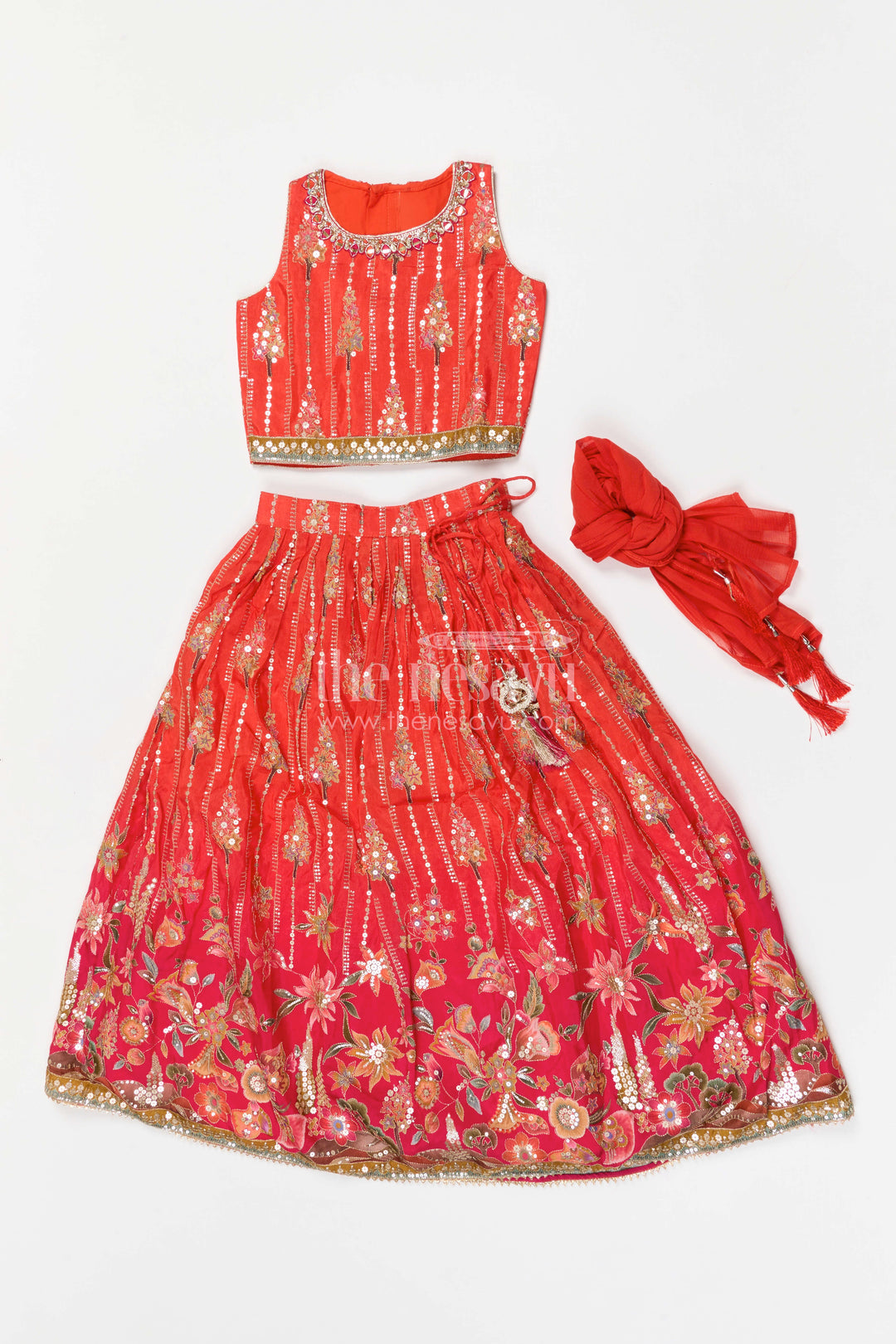 The Nesavu Girls Lehenga Choli Girls Lehenga Choli for Weddings and Grand Festive Occasions Nesavu Nesavu girls viscose silk lehenga choli with designer sequence embroidery for weddings and celebrations