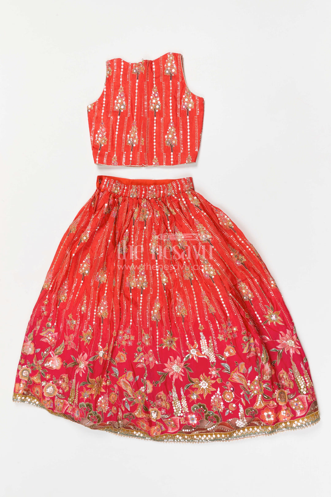 The Nesavu Girls Lehenga Choli Girls Lehenga Choli for Weddings and Grand Festive Occasions Nesavu Nesavu girls viscose silk lehenga choli with designer sequence embroidery for weddings and celebrations