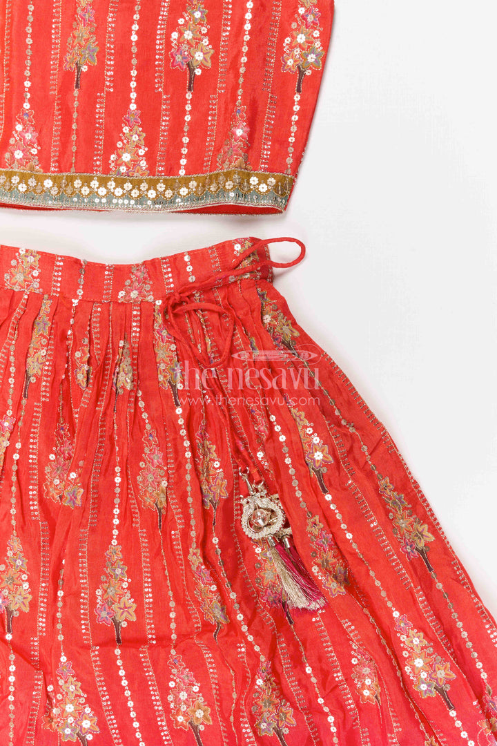 The Nesavu Girls Lehenga Choli Girls Lehenga Choli for Weddings and Grand Festive Occasions Nesavu Nesavu girls viscose silk lehenga choli with designer sequence embroidery for weddings and celebrations