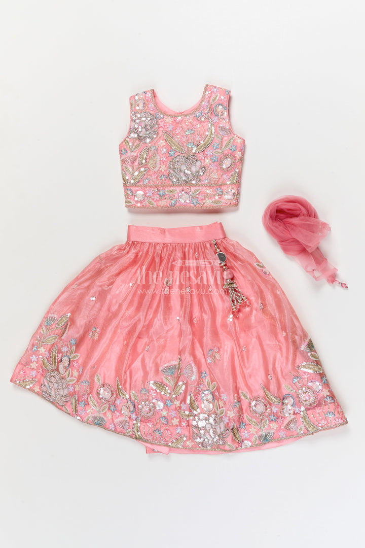 The Nesavu Girls Lehenga Choli Girls Lehenga Choli for Weddings and Reception Parties Nesavu Nesavu girls lehenga choli in organza with heavy designer embroidery for weddings and receptions