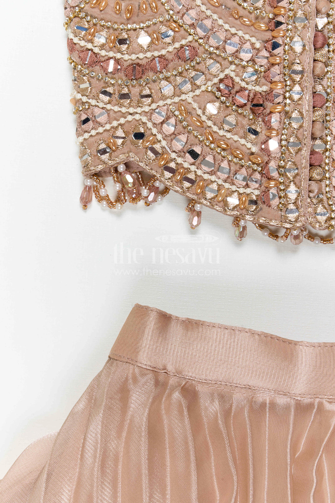 The Nesavu Girls Lehenga Choli Girls Lehenga Choli for Weddings and Temple Functions Nesavu Nesavu Girls Lehenga Choli Glaze Organza With Designer Embroidery Yoke For Weddings Festive Outfit