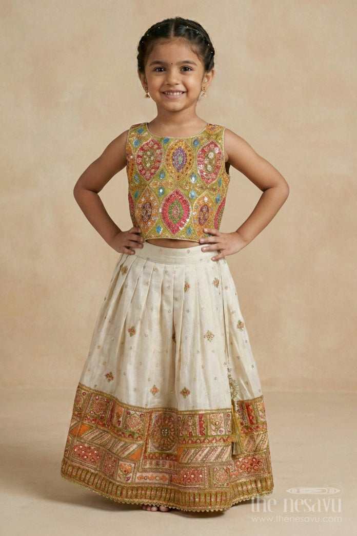 The Nesavu Girls Lehenga Choli Girls Lehenga Choli for Weddings and Traditional Family Functions Nesavu Nesavu girls lehenga choli for weddings and traditional celebrations with embroidered blouse