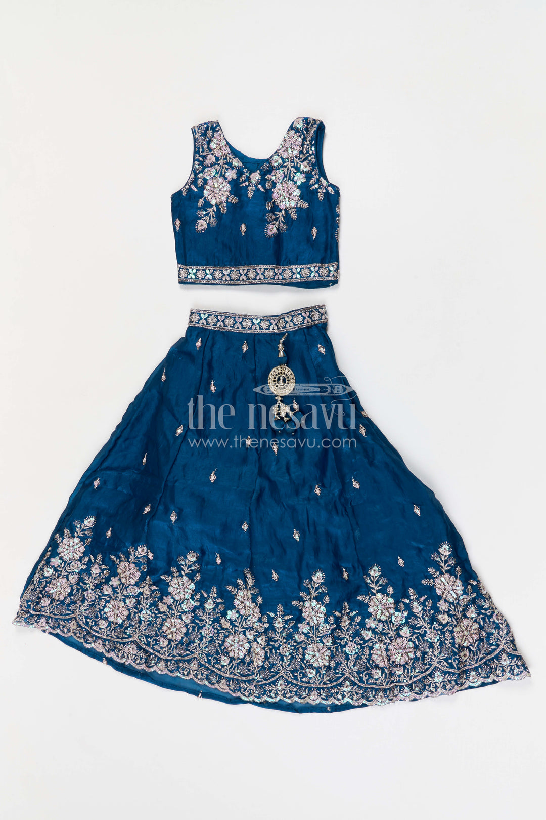 The Nesavu Girls Lehenga Choli Girls Lehenga Choli for Weddings Nesavu Nesavu girls silk crepe embroidered lehenga choli for weddings festive celebrations and family occasions