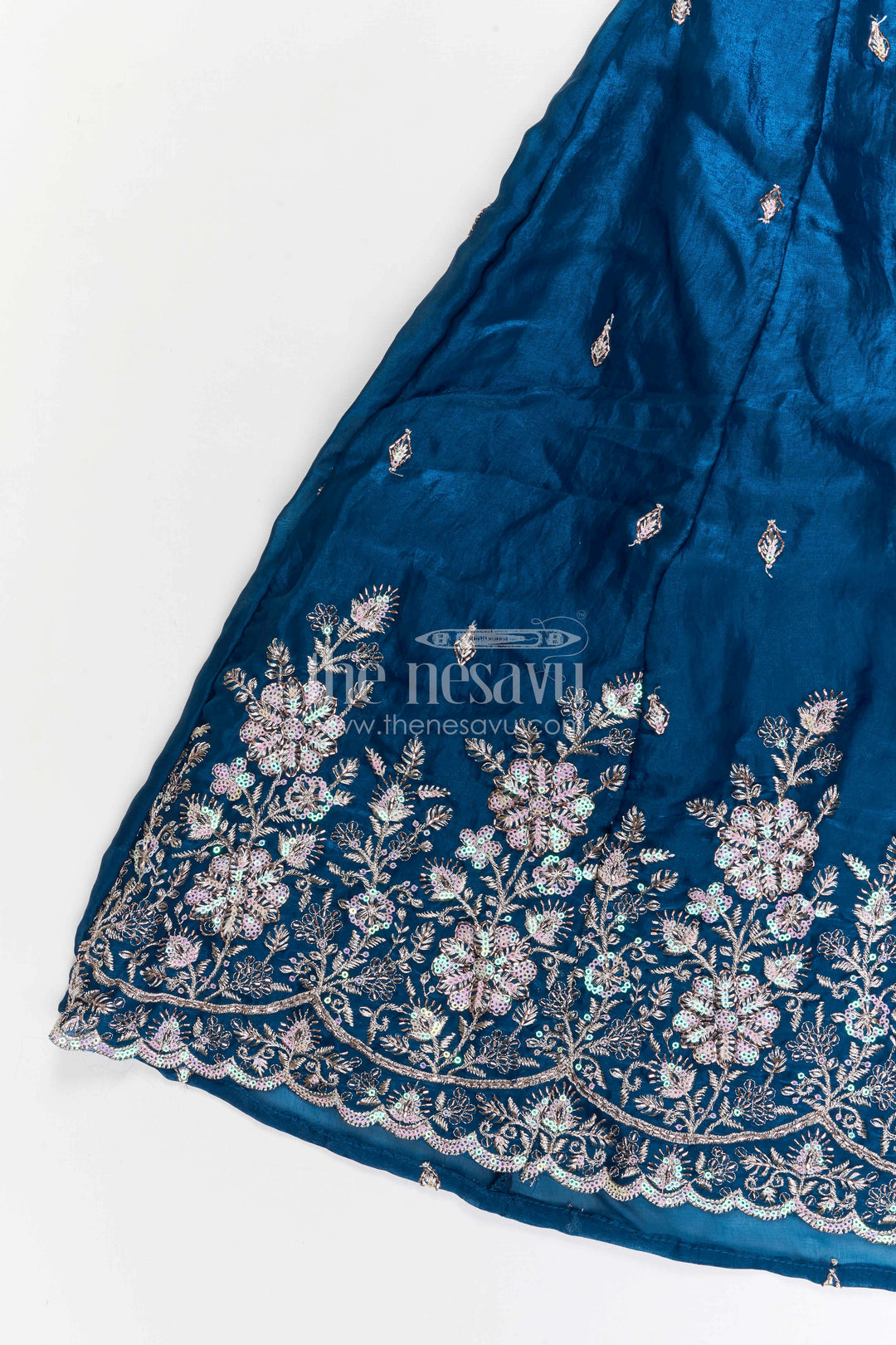 The Nesavu Girls Lehenga Choli Girls Lehenga Choli for Weddings Nesavu Nesavu girls silk crepe embroidered lehenga choli for weddings festive celebrations and family occasions