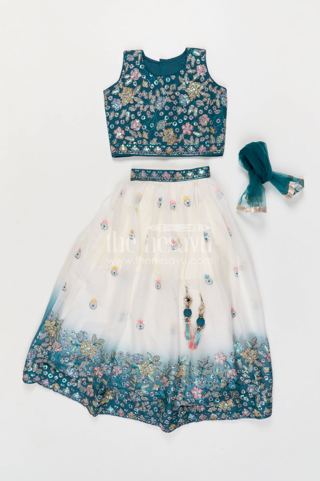 The Nesavu Girls Lehenga Choli Girls Lehenga Choli Set for Festive Functions and Traditional Celebrations Nesavu Nesavu Girls Lehenga Choli For Festive Occasions With Georgette Fabric And Designer Embroidery Yoke