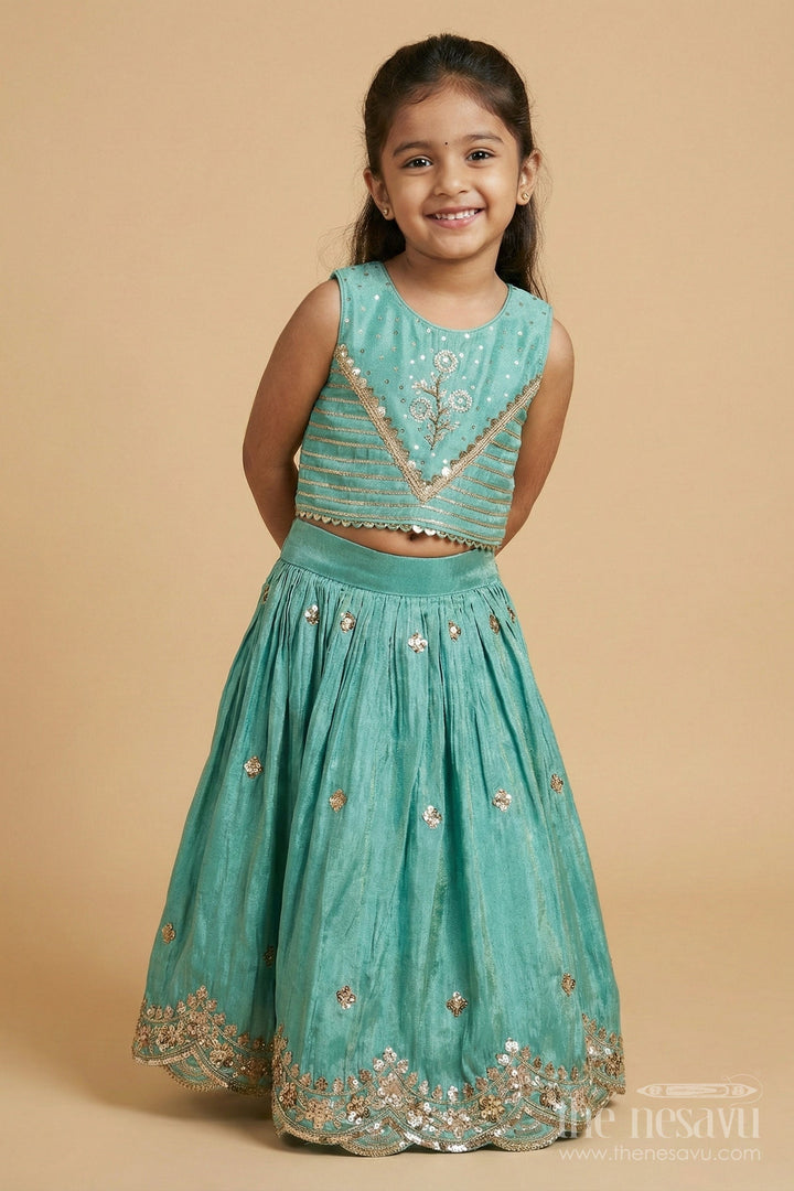 The Nesavu Girls Lehenga Choli Girls Lehenga Choli Set for Weddings and Temple Festivals Nesavu Nesavu girls designer lehenga choli set zari embroidery weddings traditional festivals