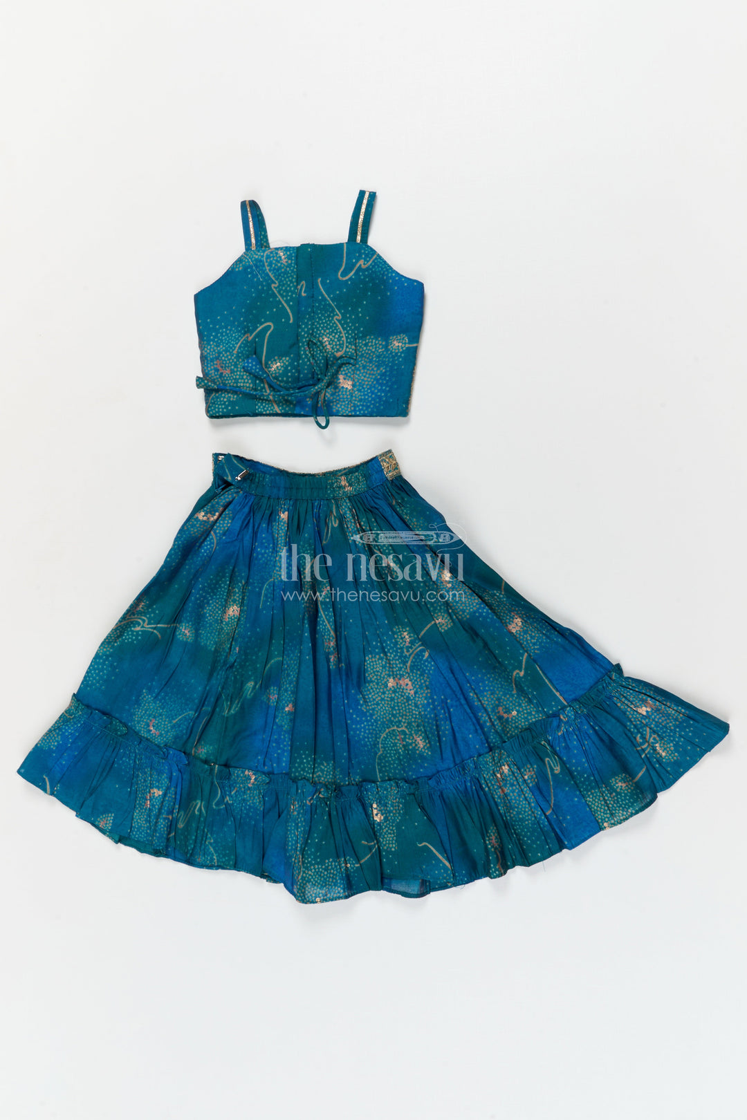 The Nesavu Girls Ethnic Lehenga Girls Lehenga Choli Set with Mirror Embroidery for Weddings and Parties Nesavu Nesavu girls festive lehenga set with mirror embroidered blouse and modal silk flared skirt