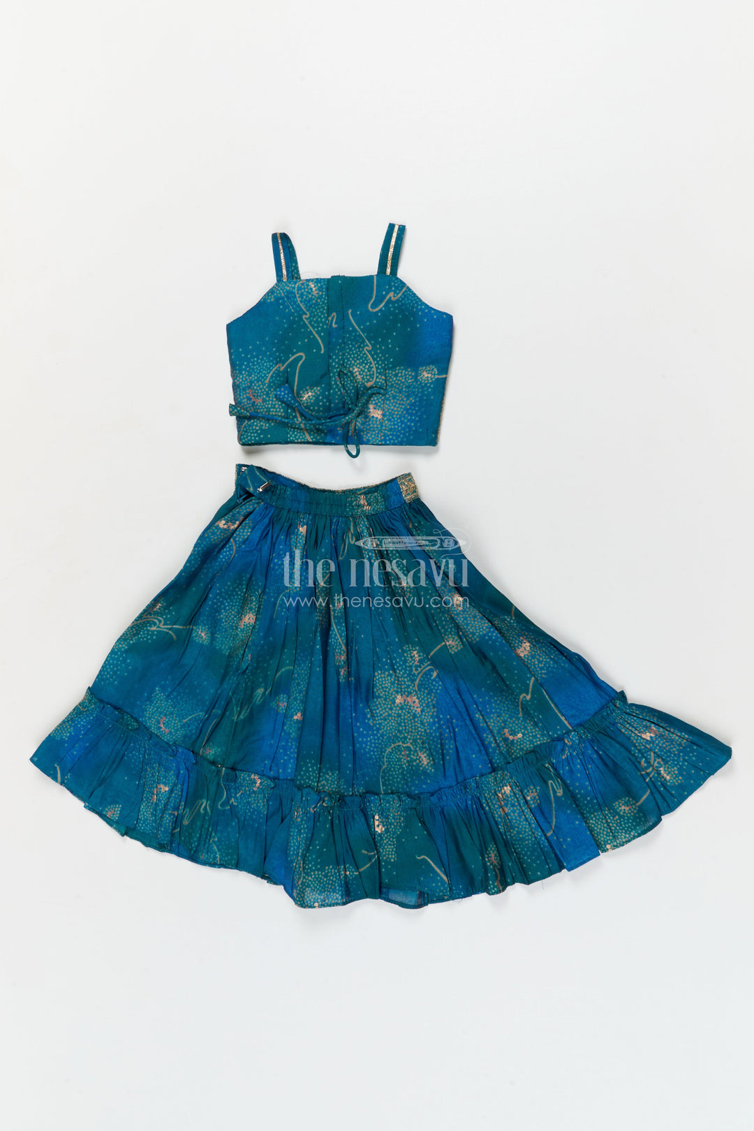 The Nesavu Girls Ethnic Lehenga Girls Lehenga Choli Set with Mirror Embroidery for Weddings and Parties Nesavu Nesavu girls festive lehenga set with mirror embroidered blouse and modal silk flared skirt