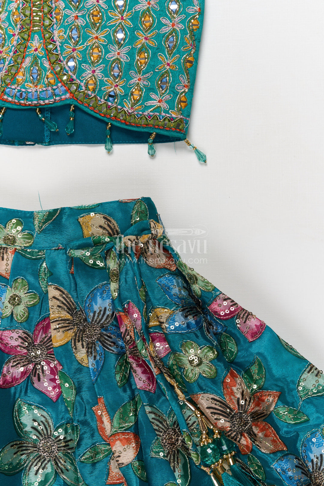 The Nesavu Girls Lehenga Choli Girls Lehenga Choli with Embroidered Yoke for Weddings and Festive Functions Nesavu Nesavu girls lehenga choli set embroidered yoke weddings festive occasions