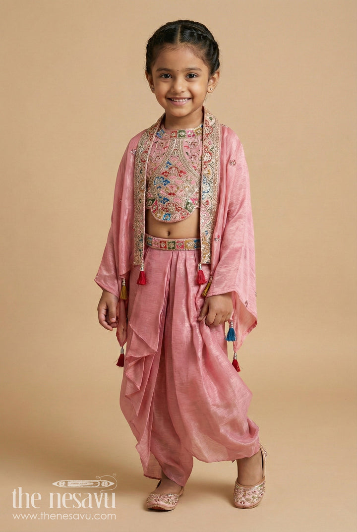 The Nesavu Girls Lehenga Choli Girls Lehenga Choli with Flared Skirt and Traditional Dupatta Nesavu 16 (1Y) / Peach GL705A-16 Nesavu traditional lehenga choli set girls dupatta