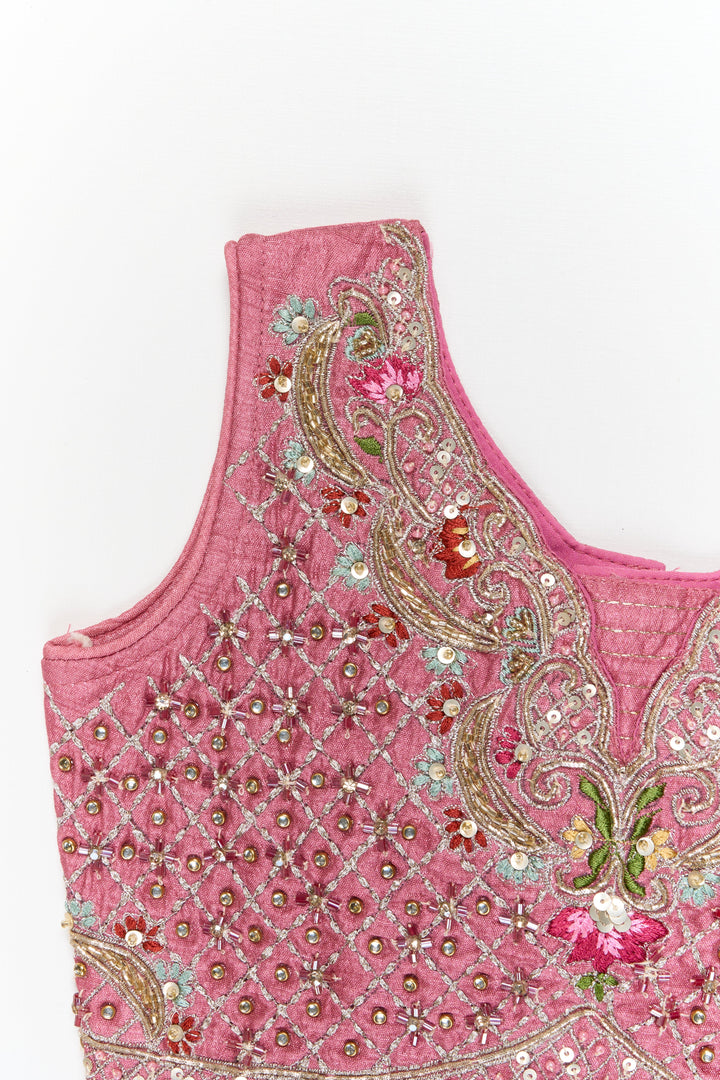 The Nesavu Girls Lehenga Choli Girls Lehenga Choli with Sequin Embroidery for Festive Celebrations Nesavu Nesavu girls lehenga choli set with sequin embroidered skirt and heavy yoke for weddings and functions