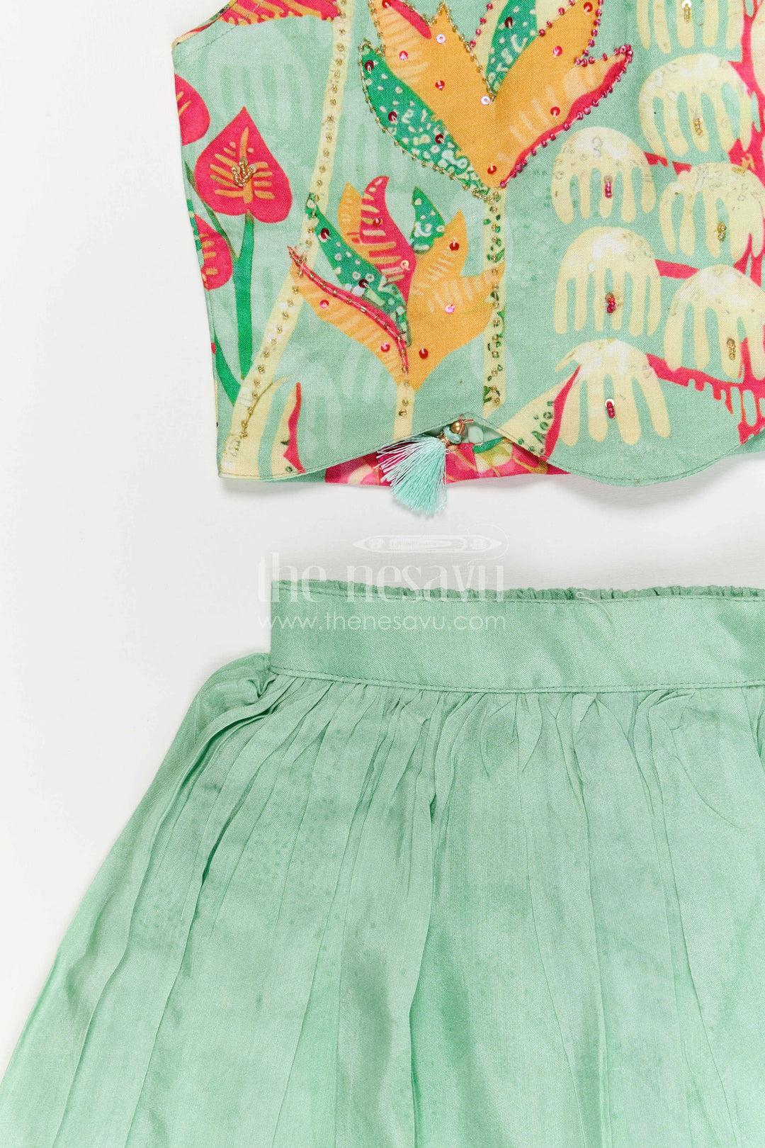 The Nesavu Girls Lehenga Choli Girls Lehenga for Weddings and Diwali Celebrations Nesavu Nesavu girls modal silk lehenga choli for weddings and festive celebrations with digital print skirt