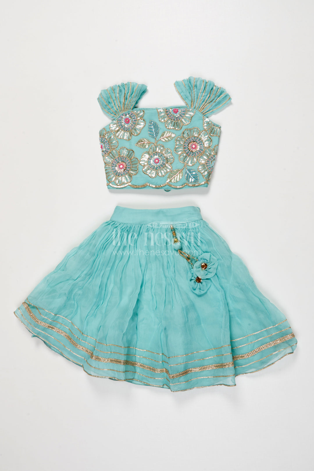 The Nesavu Girls Fancy Lehenga Girls Lehenga for Weddings and Festive Family Functions Nesavu 16 (1Y) / Green GL797B-16 Nesavu girls lehenga festive weddings traditional family occasions