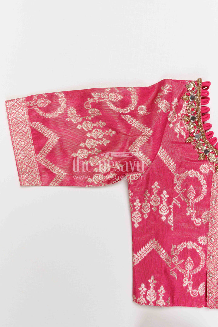 The Nesavu Girls Ethnic Lehenga Girls Lehenga for Weddings and Grand Festive Celebrations Nesavu Nesavu Girls Kora Silk Lehenga For Weddings With Big Zari Border And Traditional Festive Design