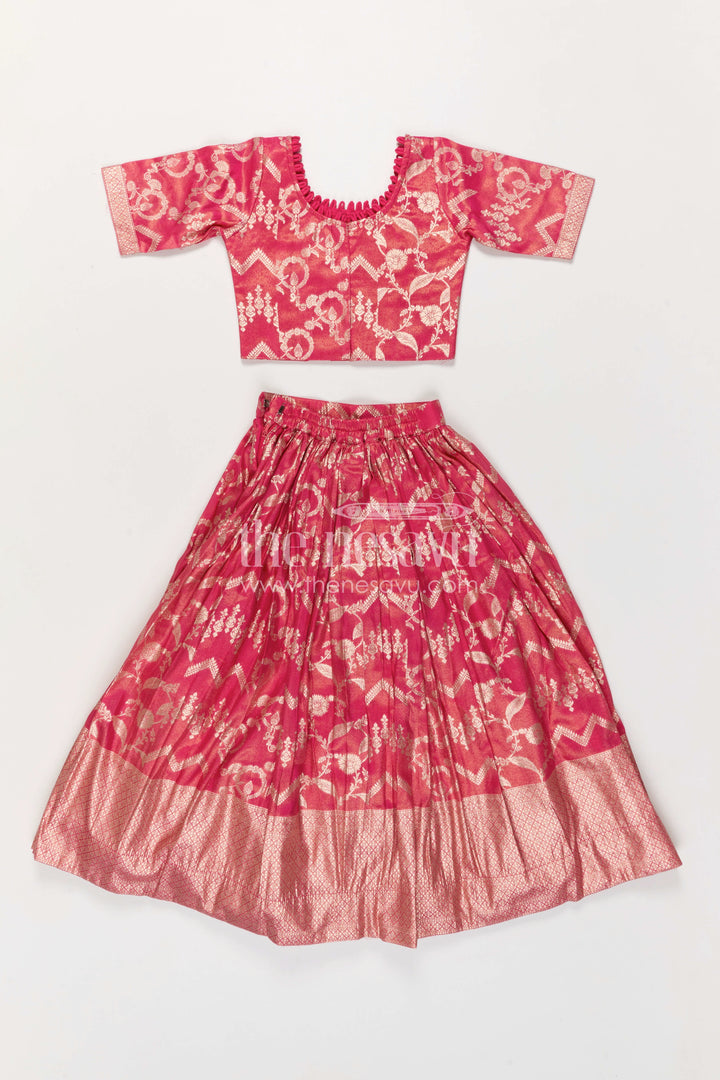 The Nesavu Girls Ethnic Lehenga Girls Lehenga for Weddings and Grand Festive Celebrations Nesavu Nesavu Girls Kora Silk Lehenga For Weddings With Big Zari Border And Traditional Festive Design