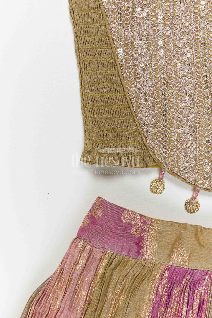 The Nesavu Girls Fancy Lehenga Girls Lehenga for Weddings and Grand Festive Occasions Nesavu Nesavu Girls Lehenga For Weddings And Grand Festive Occasions With Designer Yoke And Flared Silhouette