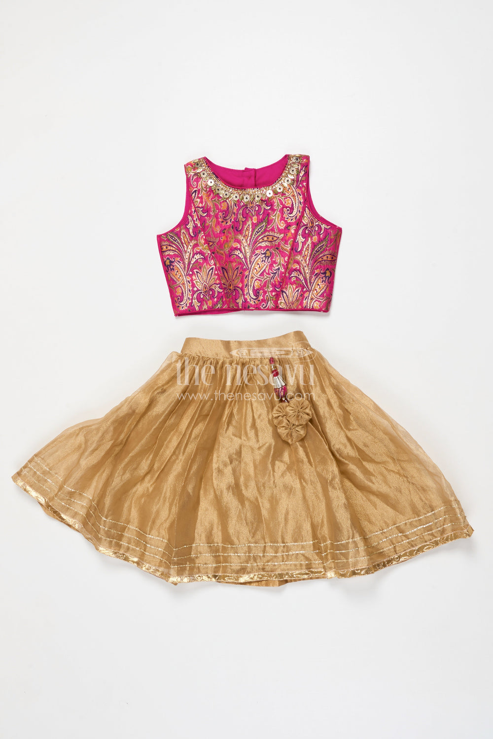 The Nesavu Girls Lehenga Choli Girls Lehenga for Weddings and Traditional Celebrations Nesavu 16 (1Y) / Purple GL803B-16 Nesavu girls lehenga choli in chinon silk for weddings and festive occasions with designer yoke