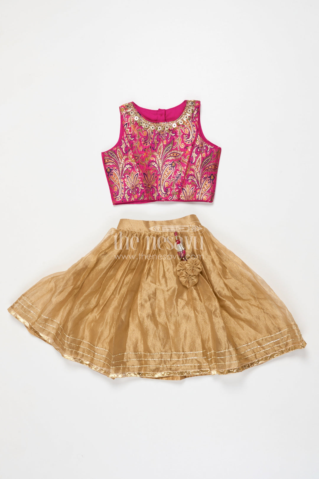 The Nesavu Girls Lehenga Choli Girls Lehenga for Weddings and Traditional Celebrations Nesavu 16 (1Y) / Purple GL803B-16 Nesavu girls lehenga choli in chinon silk for weddings and festive occasions with designer yoke